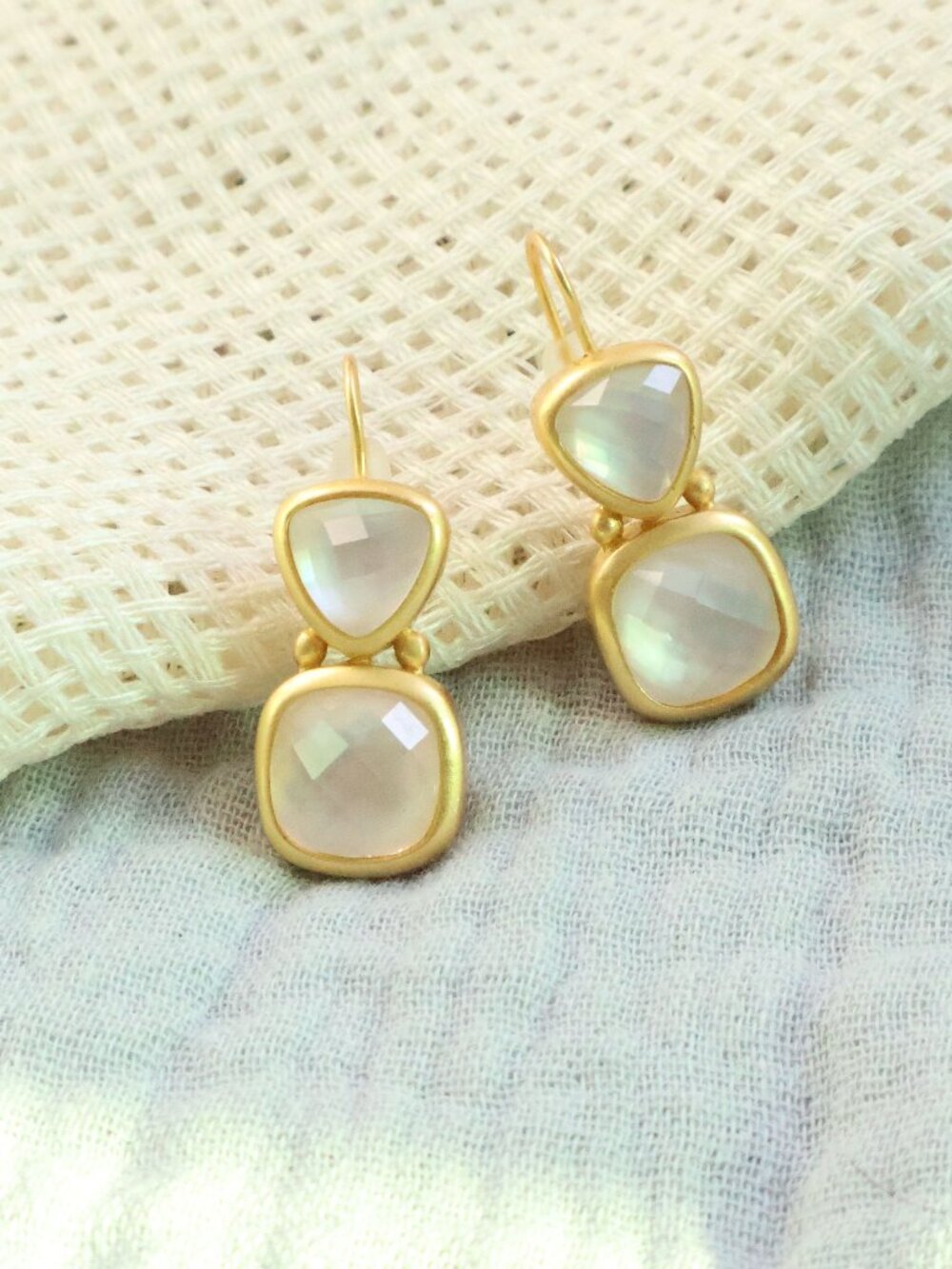 Julie Vos Aquitaine Gold Earrings - Clear Crystal